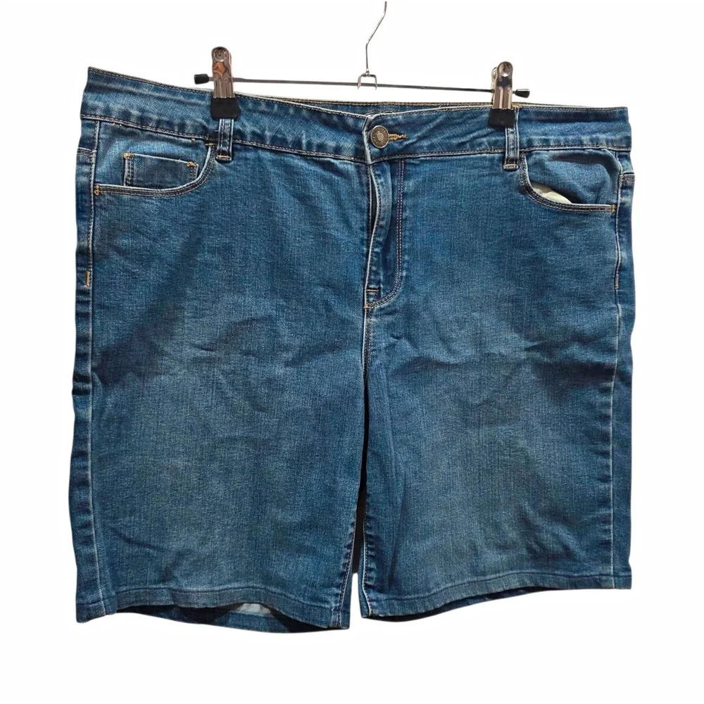 Buffalo David Bitton Denim Bermuda Shorts Women's 14/34 Blue Stretch Knee Length